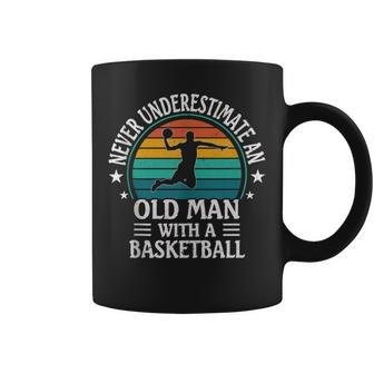 Retro Never Underestimate An Old Man With A Basketball Coffee Mug - Thegiftio UK