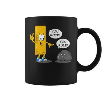 You Rock You Rule Cute Graphic Ruler Rock Coffee Mug - Monsterry