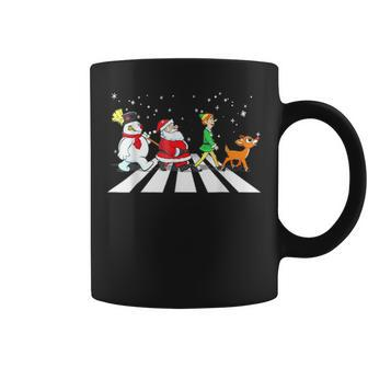 Santa Snowman Elf Reindeer Christmas Abbeys Road Men Coffee Mug - Seseable