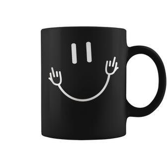 Sarcastic Smile Face Middle Finger Graphic Coffee Mug - Seseable