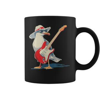 Seagull With Beach Hat And Electric Guitar Coffee Mug - Monsterry DE