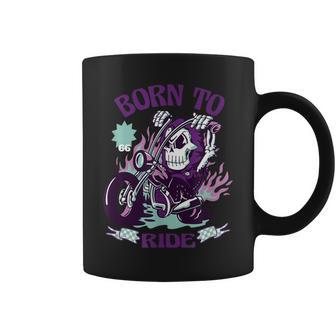 Skeleton Biker Fan & Vintage Skull Biker Coffee Mug - Monsterry CA