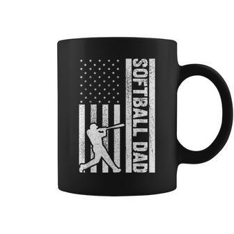 Softball Dad Us Flag For Dad Patriotic Fathers Day Coffee Mug - Thegiftio UK