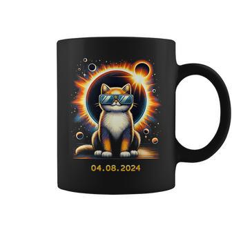 Solar 2024 Eclipse Cat Wearing Eclipse Glasses Coffee Mug - Monsterry DE