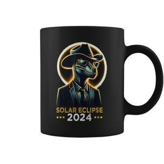 T-Rex Wears Texas Hat Total Solar Eclipse April 8 2024 Coffee Mug - Seseable