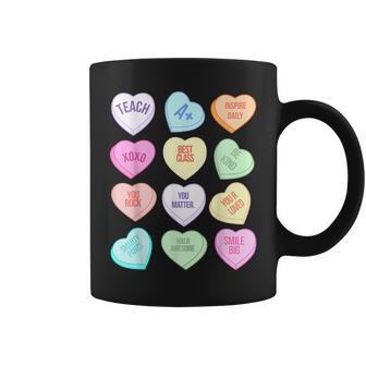 Teacher Valentines Day Teach Heart Candy T Coffee Mug | Mazezy