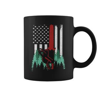Thin Red Line Logger Arborist Lumberjack American Flag Coffee Mug | Mazezy