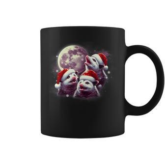 Three Opossum Moon Santa Hat Christmas Possum Coffee Mug | Mazezy