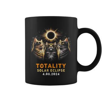 Totality Cats Wearing Solar Eclipse Glasses 4082024 Coffee Mug - Seseable