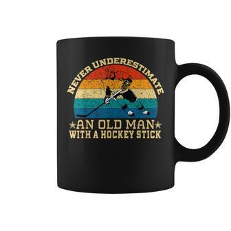 Never Underestimate An Old Man With A Hockey Stick Coffee Mug - Monsterry