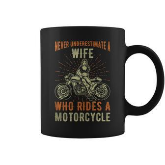 Never Underestimate A Wife Who Rides A Motorcycle Coffee Mug - Thegiftio UK