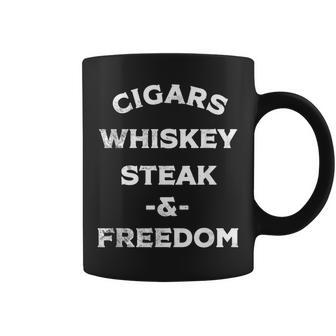Whiskey Cigars Whiskey Steak & Freedom Coffee Mug - Monsterry CA