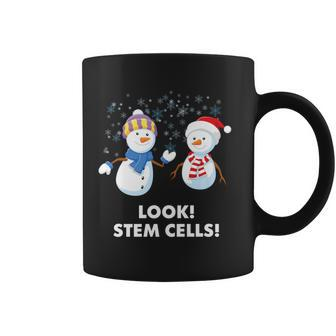 Winter Snowman Science Joke Stem Cells Snowflakes Coffee Mug - Monsterry