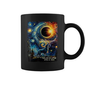 Wolf Howling Watching Total Solar Eclipse Apr 8 2024 Coffee Mug | Mazezy
