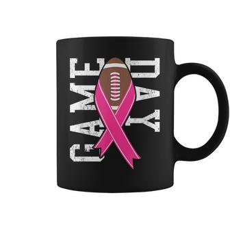 Game Day Breast Cancer Awareness Pink Football Ribbon Coffee Mug - Monsterry DE