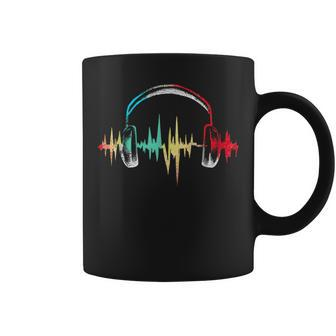 Gamer Heartbeat Colorful Headphones Video Games Gaming Coffee Mug - Monsterry