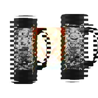 Gato Samurai Guerrero Japonés Ninja Kitty Kawaii Taza de café - Regaloses