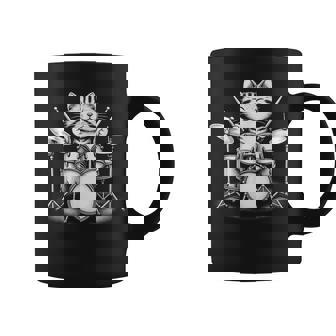 Gato Tocando La Batería Rock Music Drums Cat Taza de café - Regaloses