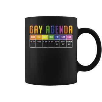Gay Agenda Lgbtq Rainbow Flag Pride Month Ally Support Coffee Mug - Monsterry UK