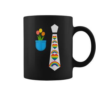 Gay Pride Parade Little Rainbows Tie Tux Costume With Tulips Coffee Mug - Monsterry CA