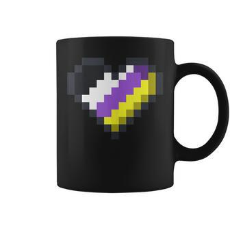 Gaymer Lgbt Retro Pride Gender Non-Binary Gamer Heart Coffee Mug - Monsterry