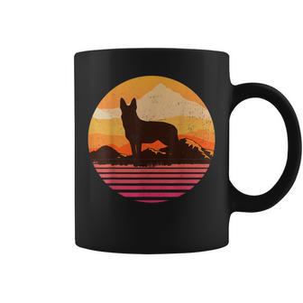 German Shepard With Sun Mountain Vintage Retro Coffee Mug - Monsterry