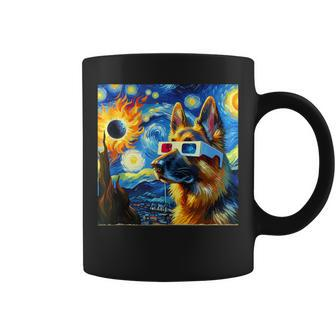 German Shepherd Solar Eclipse 2024 Van Gogh Starry Night Coffee Mug - Thegiftio UK