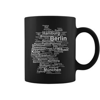 Germany Map Silhouette Towns Cities Berlin Hamburg Travel Coffee Mug - Monsterry