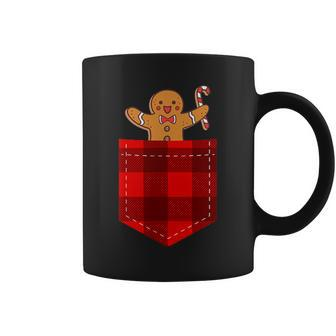 Gingerbread Man In Pocket Plaid Buffalo Check Pattern Coffee Mug - Monsterry AU