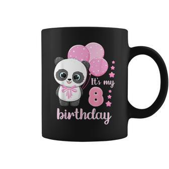 Girl 8 Year Old Panda Pink Balloons It's My 8Th Birthday Coffee Mug - Thegiftio UK