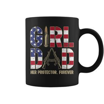 Girl Dad Her Protector Forever Father Of Girls Vintage Coffee Mug - Monsterry