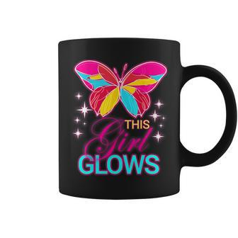 This Girl Glows Cute Girl Woman Tie Dye 80S Party Team Coffee Mug - Seseable