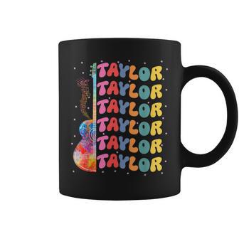 Girl Retro Taylor First Name Personalized Groovy 80'S Pink Coffee Mug - Monsterry