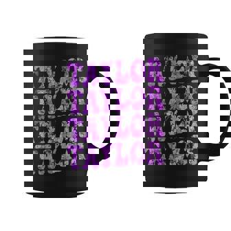 Girl Retro Taylor First Name Personalized Groovy Distressed Coffee Mug - Thegiftio