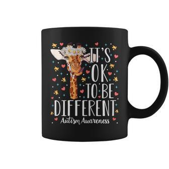 Girls Autism Giraffe It's Ok To Be Different Autistic Coffee Mug - Monsterry AU