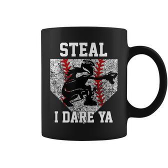 Girls Softball Catcher Steal I Dare Ya Player Coffee Mug - Monsterry AU