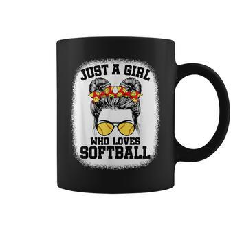 Girls Softball Fan Player Messy Bun Softball Lover Coffee Mug - Seseable