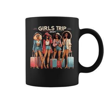 Girl's Trip 2024 Black Bestie Matching Black Vacation Coffee Mug - Thegiftio