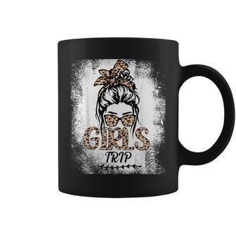 Girls Trip 2024 Messy Bun Leopard Best Friend Matching Girl Coffee Mug - Thegiftio UK
