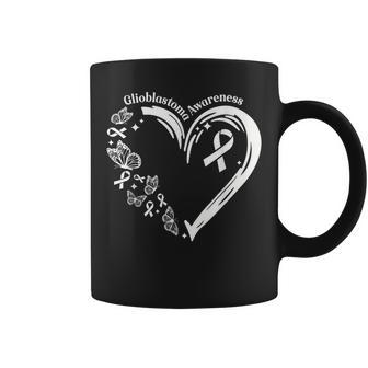 Glioblastoma I Wear Grey For Glioblastoma Awareness Heart Coffee Mug - Seseable