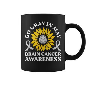 Go Gray In May Brain Cancer Awareness Sunflower Coffee Mug - Seseable