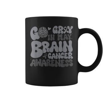 Go Gray In May For Brain Tumor Cancer Awareness Gray Ribbon Coffee Mug - Seseable
