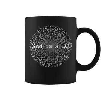 God is a DJ Schwarzes Unisex Tassen mit Vinyl-Design - Seseable