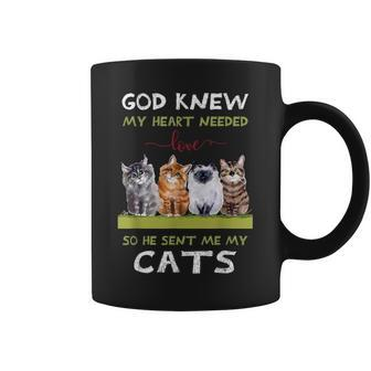 God Knew My Heart Needed Love So He Sent Me My Cats Coffee Mug - Thegiftio UK
