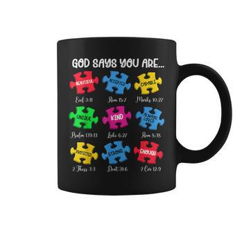 God Says You Are Bible Verses Christian Autism Awareness Coffee Mug - Monsterry