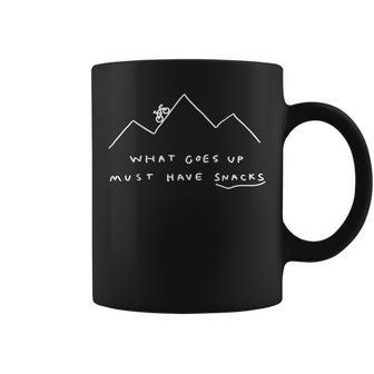 What Goes Up Must Have Snacks Up Mountains Adventure Cycling Coffee Mug - Monsterry DE