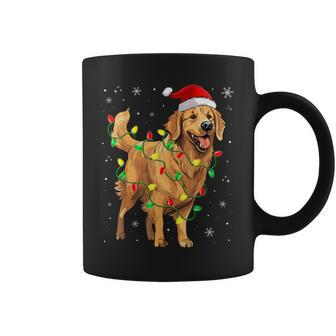 Golden Retriever Christmas Santa Hat Tree Lights Pajama Coffee Mug - Thegiftio UK