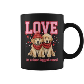 Golden Retriever Love Is A Four Legged Word Valentines Day Coffee Mug - Monsterry