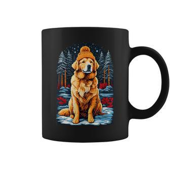 Golden Retriever In Winter Hat Happy Golden Retriever Tassen - Geschenkecke