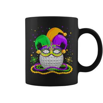 Golf Wearing Jester Hat Masked Beads Mardi Gras Player Coffee Mug - Thegiftio UK